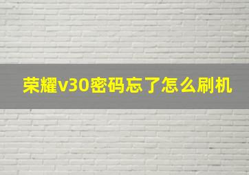 荣耀v30密码忘了怎么刷机