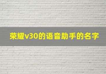 荣耀v30的语音助手的名字