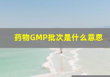 药物GMP批次是什么意思