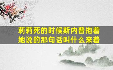 莉莉死的时候斯内普抱着她说的那句话叫什么来着