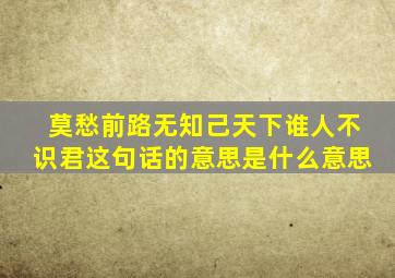 莫愁前路无知己天下谁人不识君这句话的意思是什么意思