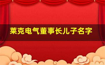 莱克电气董事长儿子名字