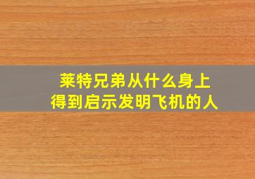 莱特兄弟从什么身上得到启示发明飞机的人