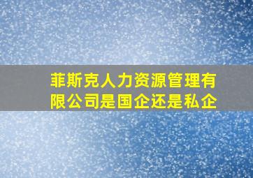 菲斯克人力资源管理有限公司是国企还是私企