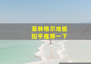 菲林格尔地板知乎推荐一下