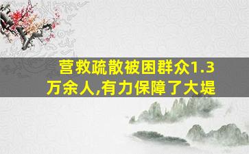 营救疏散被困群众1.3万余人,有力保障了大堤