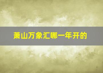 萧山万象汇哪一年开的