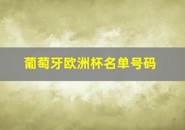 葡萄牙欧洲杯名单号码