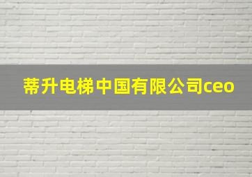 蒂升电梯中国有限公司ceo