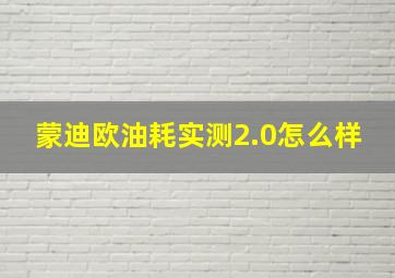 蒙迪欧油耗实测2.0怎么样