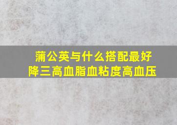 蒲公英与什么搭配最好降三高血脂血粘度高血压