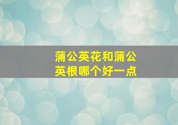 蒲公英花和蒲公英根哪个好一点