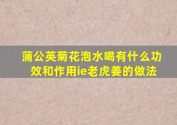 蒲公英菊花泡水喝有什么功效和作用ie老虎姜的做法