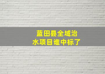 蓝田县全域治水项目谁中标了