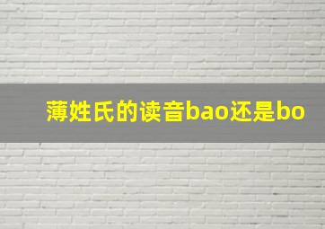 薄姓氏的读音bao还是bo