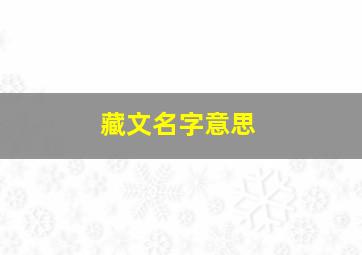 藏文名字意思