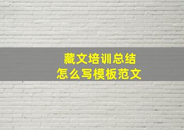 藏文培训总结怎么写模板范文