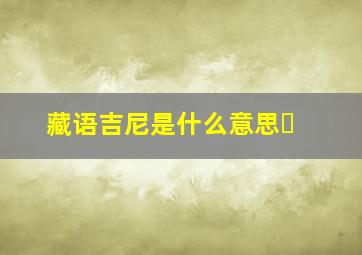 藏语吉尼是什么意思❓