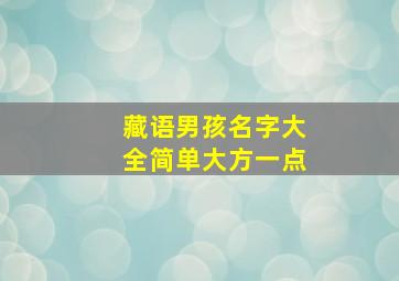 藏语男孩名字大全简单大方一点