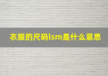 衣服的尺码lsm是什么意思