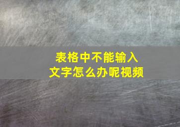 表格中不能输入文字怎么办呢视频