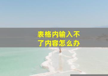 表格内输入不了内容怎么办