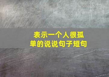 表示一个人很孤单的说说句子短句