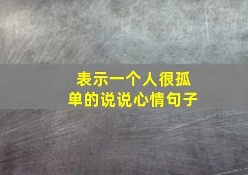 表示一个人很孤单的说说心情句子