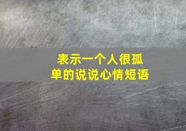 表示一个人很孤单的说说心情短语