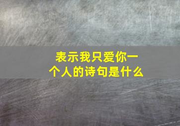 表示我只爱你一个人的诗句是什么