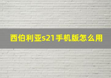 西伯利亚s21手机版怎么用