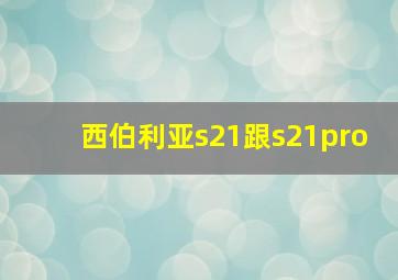 西伯利亚s21跟s21pro