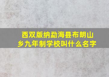 西双版纳勐海县布朗山乡九年制学校叫什么名字