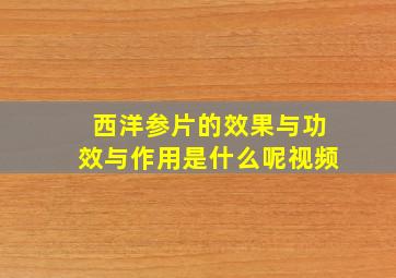 西洋参片的效果与功效与作用是什么呢视频