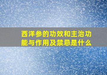 西洋参的功效和主治功能与作用及禁忌是什么