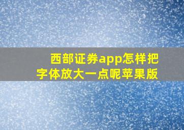 西部证券app怎样把字体放大一点呢苹果版