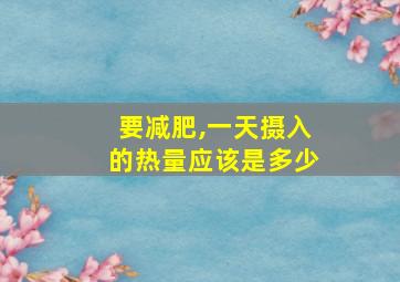 要减肥,一天摄入的热量应该是多少