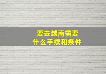 要去越南需要什么手续和条件