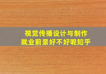 视觉传播设计与制作就业前景好不好呢知乎