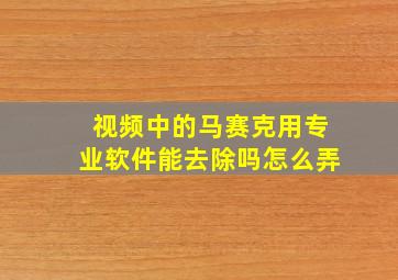 视频中的马赛克用专业软件能去除吗怎么弄