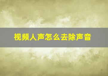 视频人声怎么去除声音