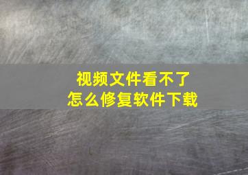 视频文件看不了怎么修复软件下载