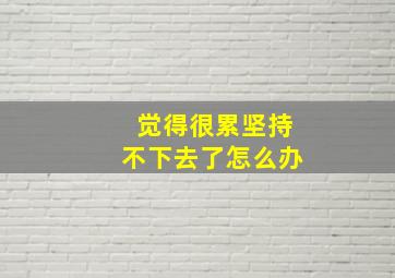 觉得很累坚持不下去了怎么办