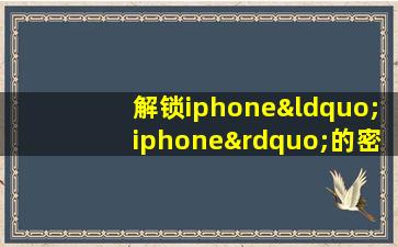 解锁iphone“iphone”的密码