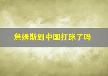 詹姆斯到中国打球了吗