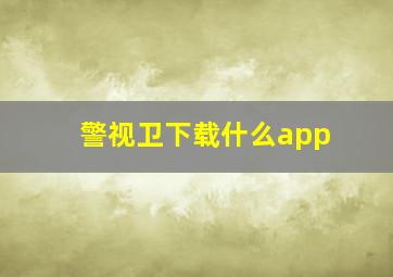 警视卫下载什么app