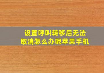 设置呼叫转移后无法取消怎么办呢苹果手机