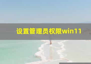 设置管理员权限win11