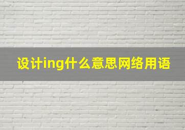 设计ing什么意思网络用语