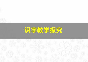 识字教学探究